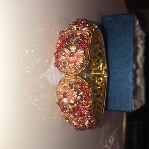 Pink flowered statement bracelet